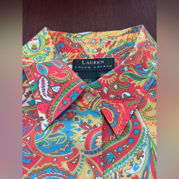 Women’s 2X Ralph Lauren multicolor paisley long sleeve button down shirt - Picture 11 of 12